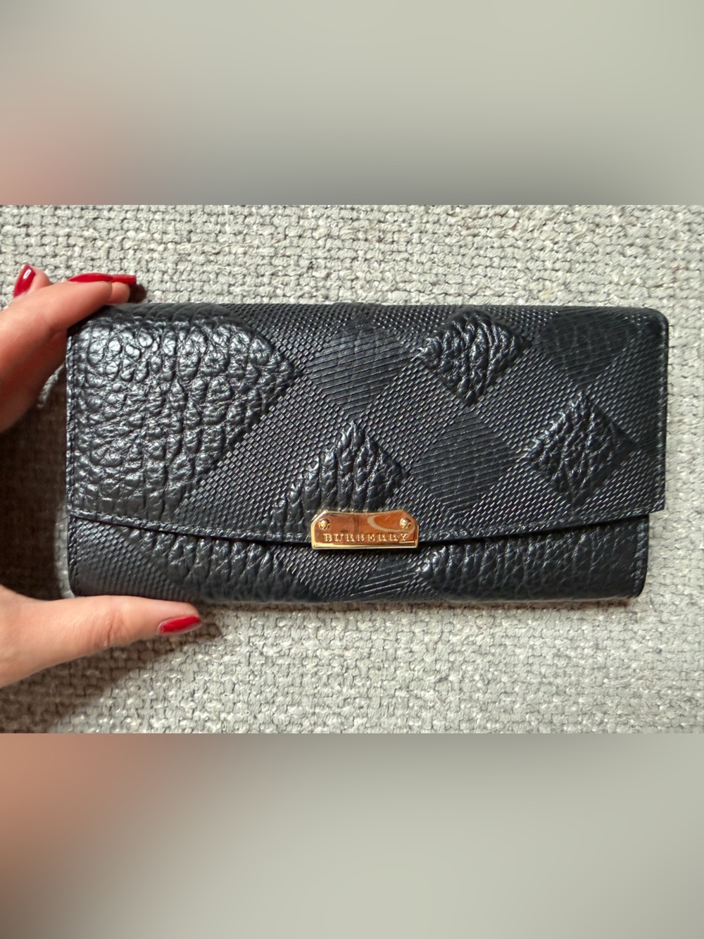 Burberry Black Patchwork Check Leather Large Continental Wallet